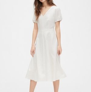 Gap Linen puff sleeve midi dress